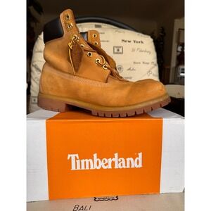 Timberland Mens 10M Classic 6" Waterproof Leather Work Boots Wheat Nubuck w/ Box